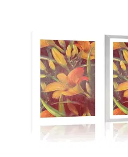 Květiny Plakát s paspartou rozkvět oranžové lilie