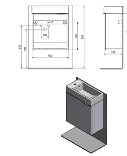 Koupelnový nábytek SAPHO LATUS IV umyvadlová skříňka 49,5x50x25cm, dub alabama LT410-2222