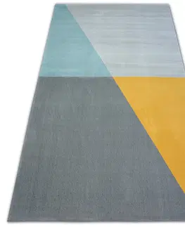 Koberce a koberečky Dywany Lusczow Kusový koberec SCANDI 18487/572 - trapéz šedý / zlatý / tyrkysový, velikost 80x150