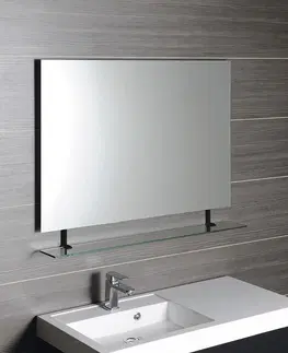 Koupelnová zrcadla SAPHO WEGA zrcadlo s policí 900x800, černá mat 60092-9B