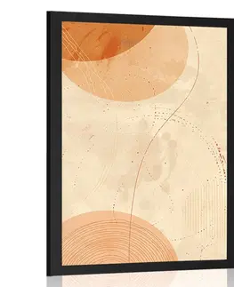 Abstraktní tvary Plakát kruhy a linie Peach Fuzz