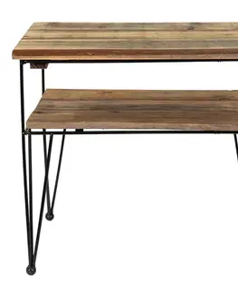 Konferenční stolky Černo-hnědý antik kovový odkládací stolek - 46*36*47 cm Clayre & Eef 65093