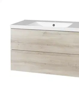 Koupelnový nábytek MEREO Aira, koupelnová skříňka s umyvadlem z litého mramoru 101 cm, dub Kronberg CN722M