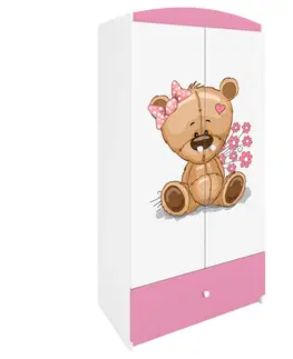 Dětský nábytek Kocot kids Dětská skříň Babydreams 90 cm méďa s kytičkami růžová