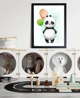 Obrazy do dětského pokoje Obrázek na zeď Panda s barevnými balóny
