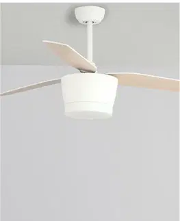 Ventilátory NOVA LUCE stropní ventilátor se světlem MONSOON tělo z oceli matná bílá a sklo 3ABS dřevěné listy LED 18W 3000K 5260261