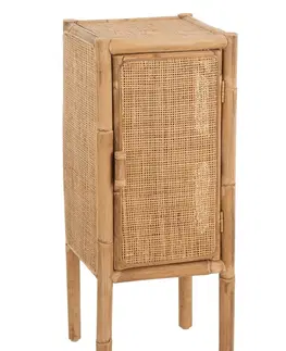 Komody Hnědá antik ratanová komoda/ noční stolek s výpletem Ozara - 35*35*85cm J-Line by Jolipa 11210