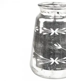 Dekorativní vázy Stříbrná antik skleněná dekorační váza Silb -  Ø 14*20cm Chic Antique 71250-12