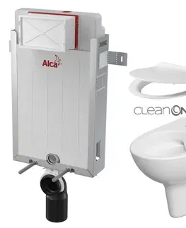 WC sedátka ALCADRAIN Renovmodul předstěnový instalační systém bez tlačítka + WC CERSANIT CLEANON PARVA + SEDÁTKO AM115/1000 X PA2