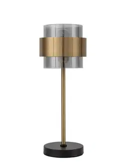 Designové stolní lampy NOVA LUCE stolní lampa SIANNA kouřové sklo mosazný zlatý kov E27 1x12W 230V IP20 bez žárovky 9236400