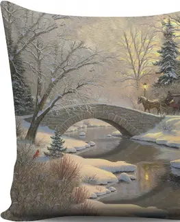 Polštáře Hanah Home Vánoční dekorační polštář TUNES V 43x43 cm šedý
