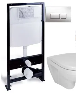 WC sedátka PRIM předstěnový instalační systém s chromovým tlačítkem  20/0041 + WC JIKA LYRA PLUS + SEDÁTKO DURAPLAST SLOWCLOSE PRIM_20/0026 41 LY5
