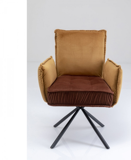 Jídelní židle KARE Design Hnědá židle s područkami Chelsea