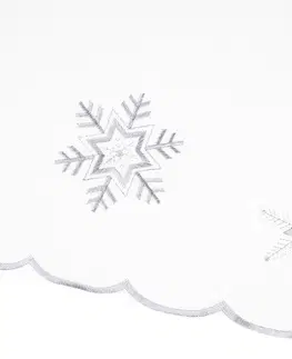 Ubrusy Forbyt Vánoční ubrus Vločky bílá, 35 x 160 cm