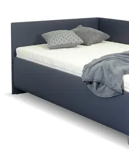 s úložným prostorem Rohová zvýšená čalouněná postel Ryana, s úložným prostorem, 90x200