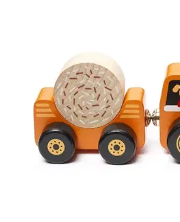 Hračky CUBIKA - Cubik 15351 Traktor s vlekem - dřevěná skládačka s magnetem 3 díly