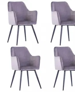 Židle Jídelní židle 4 ks samet / ocel Dekorhome Černá