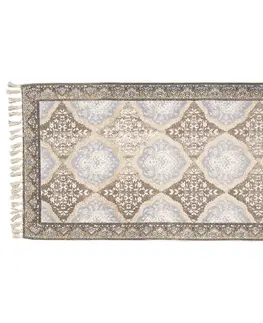 Koberce a koberečky Hnědo-modrý bavlněný koberec s ornamenty a třásněmi- 140*200 cm Clayre & Eef KT080.061L