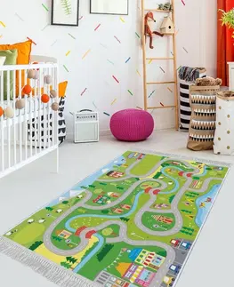 Koberce a koberečky Conceptum Hypnose Dětský koberec Město 100x150 cm zelený