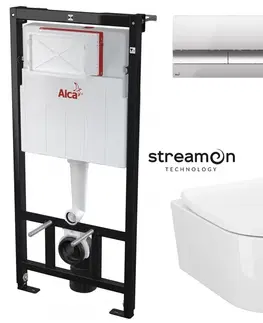 WC sedátka ALCADRAIN Sádromodul předstěnový instalační systém s chromovým tlačítkem M1721 + WC CERSANIT INVERTO + SEDÁTKO DURAPLAST SOFT-CLOSE AM101/1120 M1721 IN1