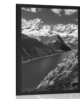 Černobílé Plakát národní park Patagonie v Argentině v černobílém provedení