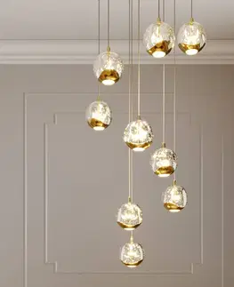 Závěsná světla Lucande Lucande Hayley LED závěsné světlo, 9žárov., zlatá