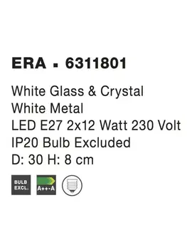 Klasická stropní svítidla NOVA LUCE stropní svítidlo ERA bílé sklo a křišťál chromovaný kov E27 4x12W 6311801
