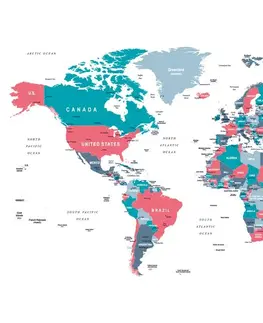 Samolepící tapety Samolepící tapeta mapa světa s pastelovým nádechem