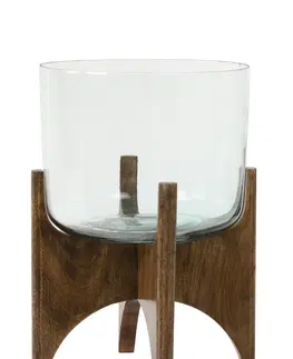 Dekorativní vázy Skleněná váza/svícen na dřevěné noze Jace - Ø31*43 cm Light & Living 5805284