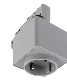 Kolejnice a příslušenství 3fáze Light Impressions Deko-Light 3-fázový kolejnicový systém, D Line adaptér se zásuvkou, 220-240V 1440W šedá RAL 7040 58,5 mm 710025