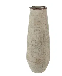 Dekorativní vázy Béžová keramická váza s listy Lovely Leaves L - Ø14*40 cm Clayre & Eef 6CE1576L