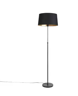 Stojaci lampy Stojací lampa černá s černým stínidlem nastavitelným 45 cm - Parte