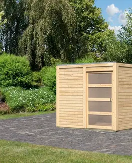 Dřevěné plastové domky Dřevěný zahradní domek QUBIC 1 Lanitplast Přírodní dřevo