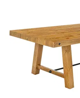Designové a luxusní jídelní stoly Estila Masivní světle hnědý obdélníkový jídelní stůl Roseville s přírodní kresbou dřeva 400 cm