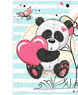 Obrazy do dětského pokoje Obraz pandy se srdíčkem nad postýlku