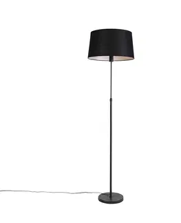 Stojaci lampy Stojací lampa černá s černým plátěným stínidlem nastavitelným 45cm - Parte