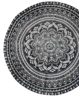 Koberce a koberečky Přírodně - černý kulatý jutový koberec s ornamentem Ornié - Ø 120 cm Chic Antique 16087224 (16872-24)
