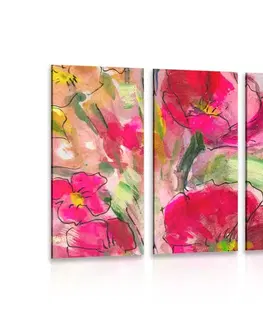 Obrazy květů 5-dílný obraz malované květinové zátiší
