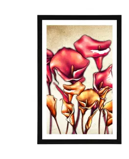 Květiny Plakát s paspartou červené květy kaly