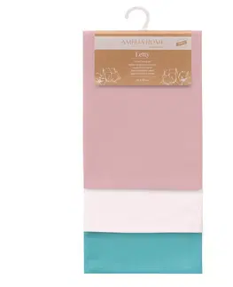 Utěrky AmeliaHome Sada kuchyňských ručníků Letty Plain - 3 ks růžová/tyrkysová, velikost 50x70