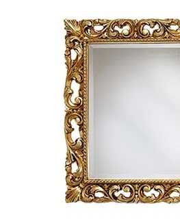 Luxusní a designová zrcadla Estila Luxusní nástěnné barokní zrcadlo Emociones se zdobeným zlatým obdélníkovým rámem 95cm