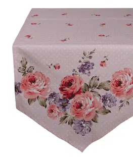 Ubrusy Růžový bavlněný běhoun na stůl s růžemi Dotty Rose - 50*160 cm Clayre & Eef DTR65