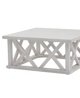Designové a luxusní konferenční stolky Estila Luxusní čtvercový konferenční stolek Laticia Blanca v bílé barvě s dekorovanou konstrukcí ve venkovském stylu 100 cm