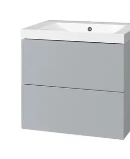 Koupelnový nábytek MEREO Aira, koupelnová skříňka s umyvadlem z litého mramoru 61 cm, šedá CN730M