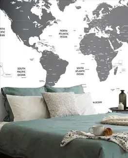 Tapety mapy Tapeta mapa světa s jednotlivými státy v šedé barvě