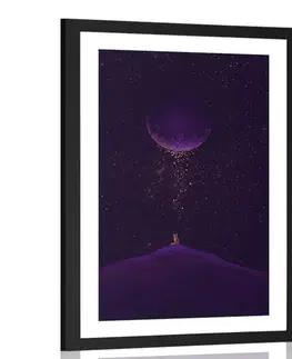 Motivy z naší dílny Plakát s paspartou fialová magická planeta