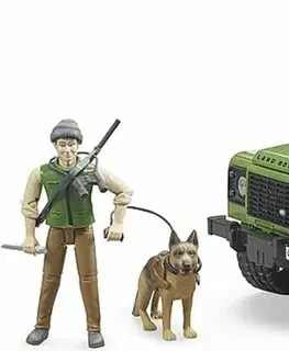 Hračky BRUDER - 02587 Land Rover Defender, figurka myslivce a psa