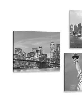 Sestavy obrazů Set obrazů New York v černobílém provedení
