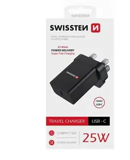 Elektronika SWISSTEN Adaptér 230 V/25 W 1x USB-C, černý