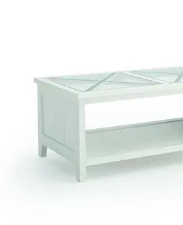 Designové a luxusní konferenční stolky Estila Masivní luxusní konferenční stolek Verona se skleněnou deskou 110cm